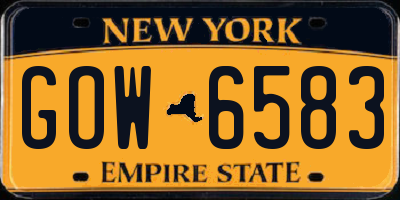 NY license plate GOW6583