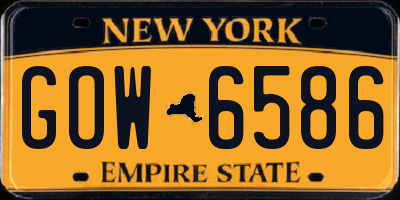 NY license plate GOW6586