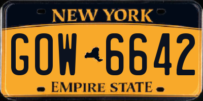 NY license plate GOW6642