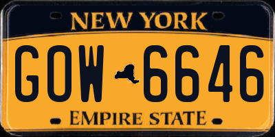 NY license plate GOW6646