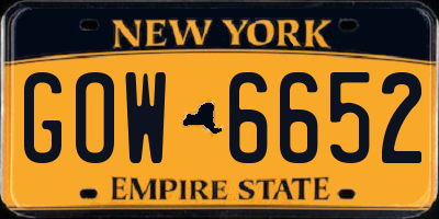 NY license plate GOW6652