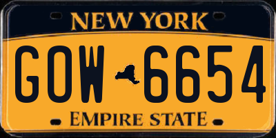 NY license plate GOW6654