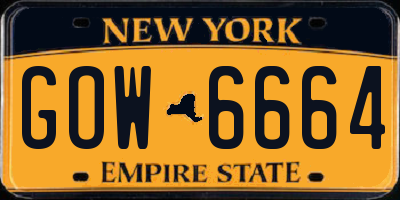 NY license plate GOW6664