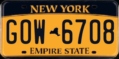 NY license plate GOW6708
