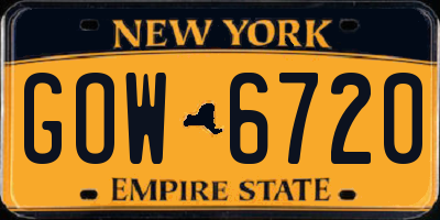 NY license plate GOW6720
