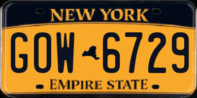 NY license plate GOW6729