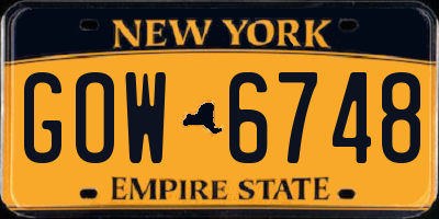 NY license plate GOW6748