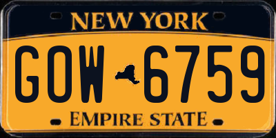 NY license plate GOW6759