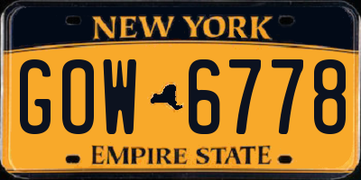 NY license plate GOW6778