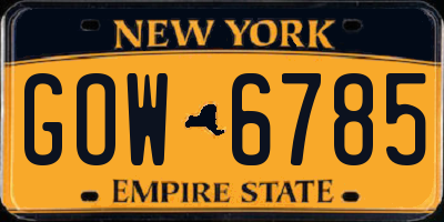 NY license plate GOW6785