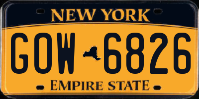 NY license plate GOW6826