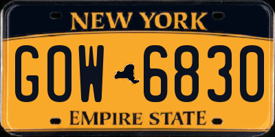 NY license plate GOW6830