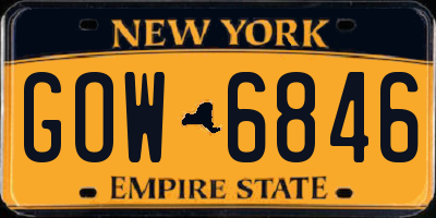 NY license plate GOW6846