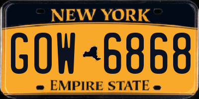 NY license plate GOW6868