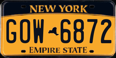 NY license plate GOW6872