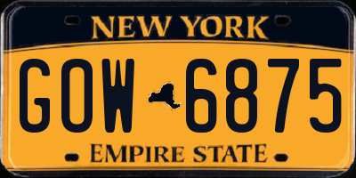 NY license plate GOW6875