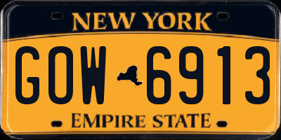 NY license plate GOW6913