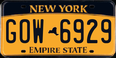NY license plate GOW6929