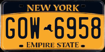 NY license plate GOW6958