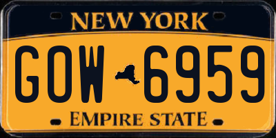 NY license plate GOW6959