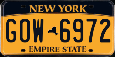 NY license plate GOW6972