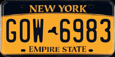 NY license plate GOW6983