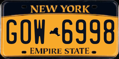 NY license plate GOW6998