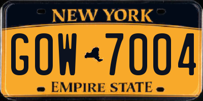 NY license plate GOW7004