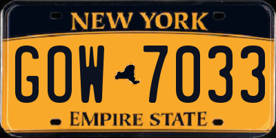 NY license plate GOW7033