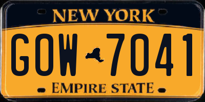 NY license plate GOW7041