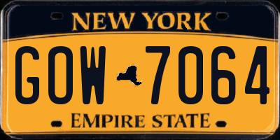 NY license plate GOW7064