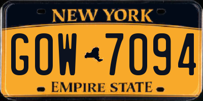 NY license plate GOW7094