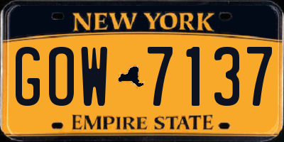 NY license plate GOW7137