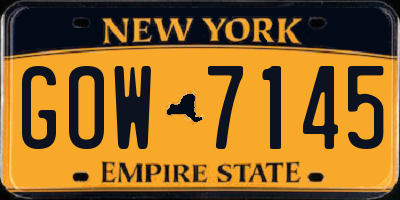 NY license plate GOW7145
