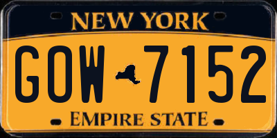 NY license plate GOW7152