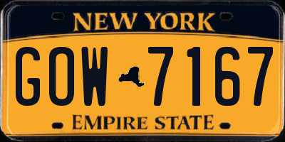 NY license plate GOW7167