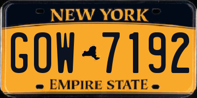 NY license plate GOW7192