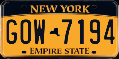 NY license plate GOW7194