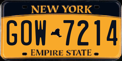 NY license plate GOW7214