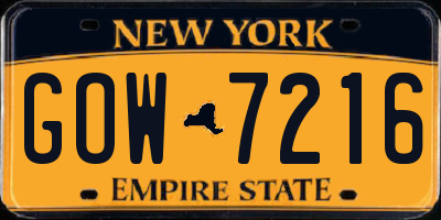 NY license plate GOW7216