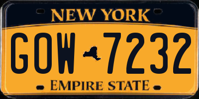 NY license plate GOW7232