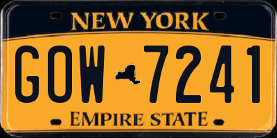 NY license plate GOW7241