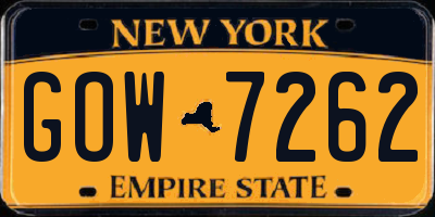 NY license plate GOW7262