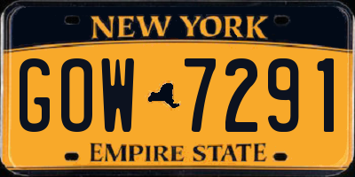 NY license plate GOW7291