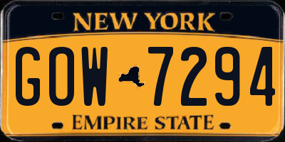 NY license plate GOW7294