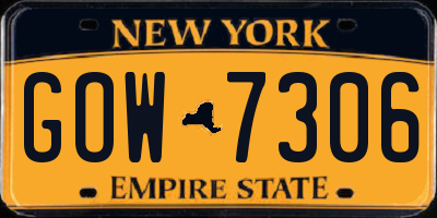 NY license plate GOW7306