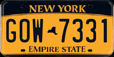 NY license plate GOW7331