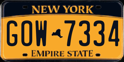 NY license plate GOW7334