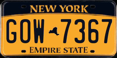 NY license plate GOW7367