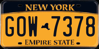 NY license plate GOW7378